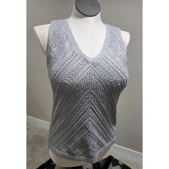 White House Black Market Womens Gray Sleeveless Textured Knit Vest - Picture 7 of 9